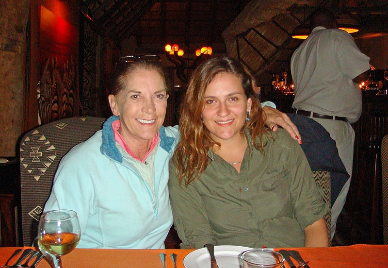 lhdinner1.jpg - Olivia and Jessica enjoy dinner at Leopard Hills.