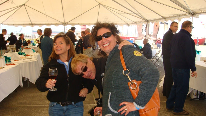 astoria-8.jpg - Tonya, Jay and Sue enjoy the Seven Seas Society Party outside the Maritime Museum.