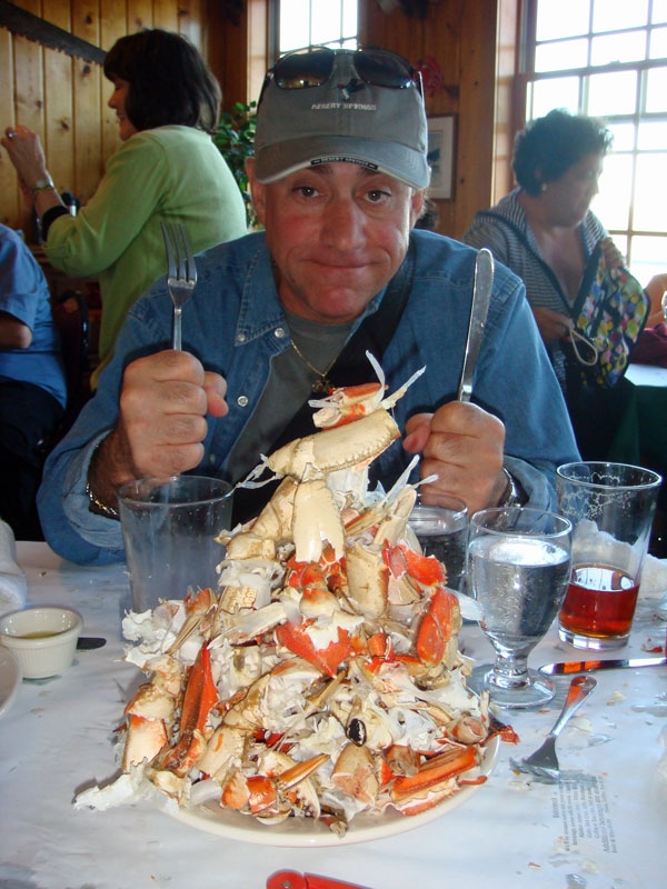 ketchikan2.jpg - Jay conquers a plate full of fresh dungeness crabs.